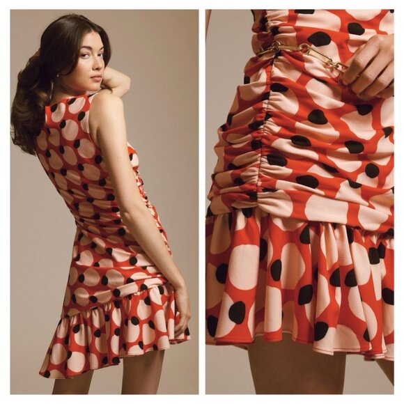 NWT Anthropologie Hutch Sleeveless Shirred Asymmetrical Ruffle-Hem Dress - Picture 2 of 5